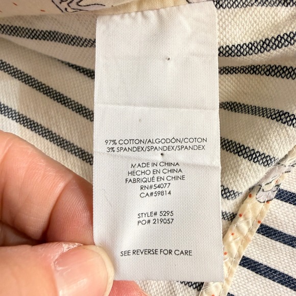 Cabi Women's  Jacket Bell Sleeve Striped Single Button Blazer Navy White Size 8 - Picture 8 of 8